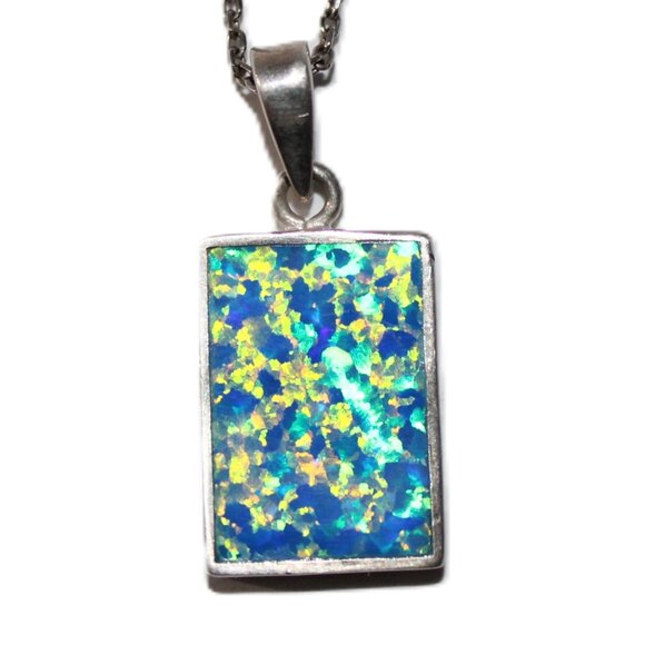 Sterling Silver Faux Opal Necklace - Picture 1 of 7